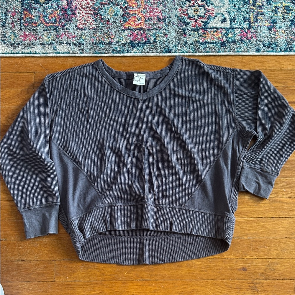 Aerie Charcoal Waffle Knit Top